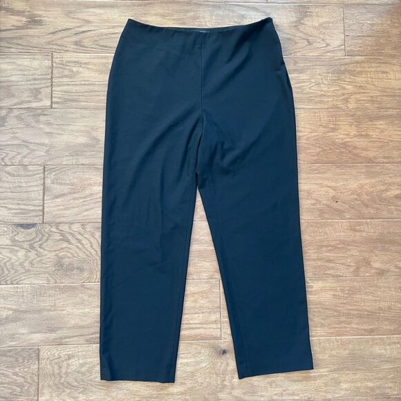 Talbots Dress Pants Size 14 Black Classic Side Zip Slim Straight Leg - Picture 1 of 9